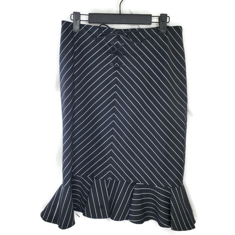 Ralph Ralph Lauren Black and White Stripe Skirt Dark Academia Size 6